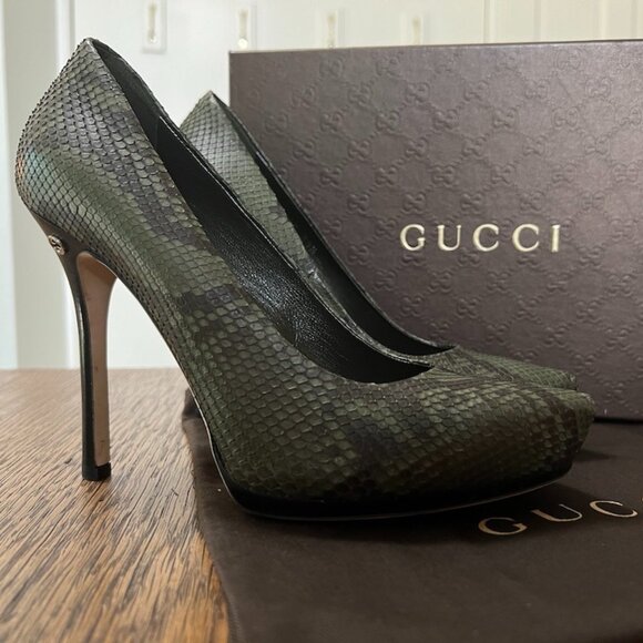 GUCCI Python Snakeskin Pitone Pumps - Picture 1 of 7